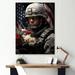 Design Art Military Patriot Solider USA Flag On Canvas Print Canvas, Cotton in Gray | 20 H x 12 W x 1 D in | Wayfair PT115985-12-20
