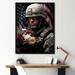 Design Art Military Patriot Solider USA Flag On Canvas Print Metal in Gray | 40 H x 30 W x 1.5 D in | Wayfair FL115985-30-40-BK