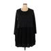 LOGO by Lori Goldstein Casual Dress - Mini Crew Neck 3/4 sleeves: Black Dresses - Women's Size 1X