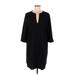 Zara Casual Dress - Shift V Neck 3/4 sleeves: Black Print Dresses - Women's Size Medium
