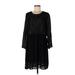 Wilfred Casual Dress - Mini Crew Neck 3/4 sleeves: Black Solid Dresses - Women's Size Large