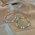 Braccialetto di perle da donna dolce con ciondoli di giada verde Ins gioielli di moda accessori a