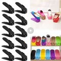 Étagère à chaussures en plastique à double couche rangement réglable pour chaussures faible