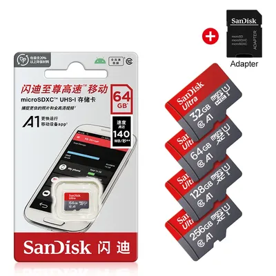 SanDisk Ultra MicroSDXC UHS-I Carte Mémoire C10 U1 Full HD A1 64G 128G 256G 512G Max à 100 MBumental