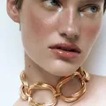 Vintage Metal Punk Chain Choker Necklace For Women Circle Chunky Charm Necklace Statement Jewelry