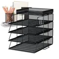 Stackable Letter Tray Desktop File Holder Document Tray Organizers Space-Saving Removable Metal Mesh