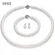 Natural Pearl Sets 8-9mm Freshwater Pearl Jewelry Set 925 Silver Earrings Diamond Necklace Bracelet