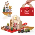 Baby Wooden Montessori Toys Barn Model Stacking Balance Toys Wooden Cars Animal Blocks Removable