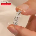 Serenity D Color 1mm All Moissanite Wedding Rings For Women S925 Silver Diamond Leaf Bands GRA