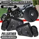 Motorcycle Saddle Bags PU Leather Tool Bag w/Water Bottle Holder Cafe Racer Luggage Bag Waterproof