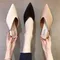 Women's High Heels Comfortable Soft Leather Shoes Office Low Heel Pointed Toe Mules Shoes Mary Jane