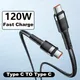 120W USB C TO USB Type C Cable For MacBook Samsung Xiaomi 4.0 Quick Charger For iPhone 15 Plus Pro