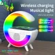 Multifunction RGB Light Wireless Charger Stand FM TF Card USB Bluetooth Speaker For iPhone Xiaomi