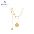 Xuping Jewelry New Arrival Copper Alloy Two Layers Gold Color Charm Necklace Women Girls Exquisite