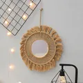 Macrame Wall Mirror Creative Simple Style Handmade Round Hand-woven Wall Art Nordic Bedroom Home