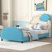 Harriet Bee Jeann Platform Bed Upholstered/Velvet in Blue | 38.7 H x 41 W x 80.5 D in | Wayfair 82E2DDA834C3466A85ED4460EF958696