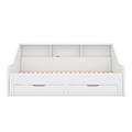 Red Barrel Studio® Rumson Twin To King Size Daybed Frame w/ Bookcases, Two Drawers & Charging Design in White | 31.3 H x 83.2 W x 77.9 D in | Wayfair