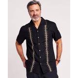 Blair Men's John Blair® Linen Blend Embroidered Shirt - Black - 3XL