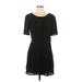 Lovemarks Casual Dress - A-Line Scoop Neck Short sleeves: Black Print Dresses - New - Women's Size Small