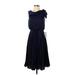 Gal Meets Glam Cocktail Dress - A-Line Cowl Neck Sleeveless: Blue Solid Dresses - New - Women's Size 2