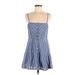 Kimchi Blue Casual Dress - Shirtdress Square Sleeveless: Blue Dresses - Women's Size Medium