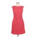 Jessica Howard Cocktail Dress - A-Line Crew Neck Sleeveless: Red Print Dresses - Women's Size 12