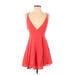 Forever 21 Casual Dress - Mini V Neck Sleeveless: Red Solid Dresses - Women's Size Small