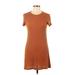 Forever 21 Casual Dress - Mini Crew Neck Short sleeves: Brown Solid Dresses - Women's Size Large