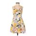 Lots of Love Casual Dress - A-Line V Neck Sleeveless: Yellow Print Dresses - Women's Size X-Small