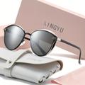 Polarized Cat Eye Sunglasses For Women Mirrored Fashion Metal Frame Sun Shades For Driving Beach Travel Best Gifts For Mother's Day