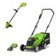 GREENWORKS GWGD24LM33LT25K2 Cordless Rotary Lawn Mower & Line Trimmer Set - Green & Black