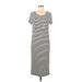 Everly Casual Dress - Midi Scoop Neck Short sleeves: Gray Print Dresses - Women's Size Medium