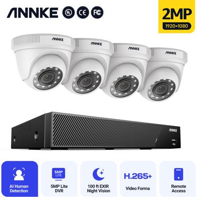 5MP Kit de vidéosurveillance 8CH dvr Smart Home 4Caméras Vision Nocturne IP66 Étanche app à