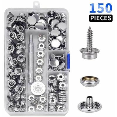 Packung mit 150 Marine-Qualitäts-Polster-Canvas-Zubehör, Edelstahl, 10 mm, Bootsdeck-Druckknöpfe, Image