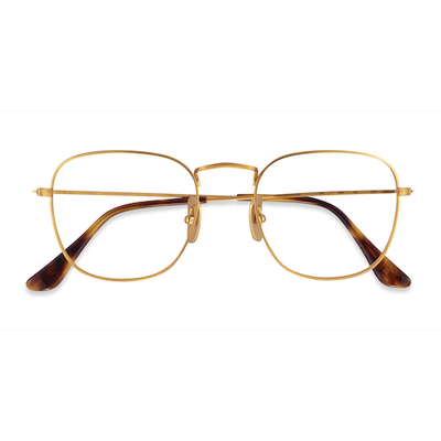 Unisex s square Matte Gold Titanium Prescription eyeglasses - Eyebuydirect s Ray-Ban RB8157V Frank