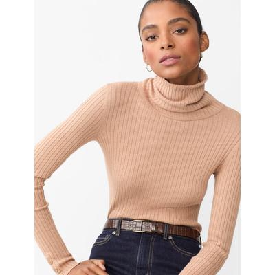 J.McLaughlin Women's Arlette Turtleneck Top Heather Camel, Size Large | Cotton/Spandex