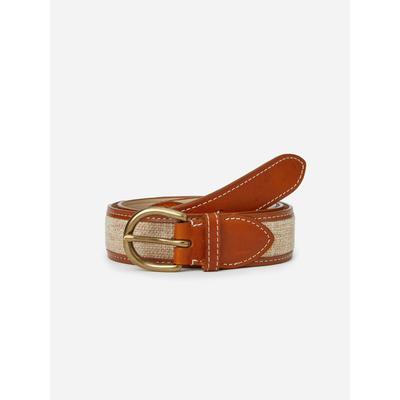 J.McLaughlin Men's Leopold Linen Belt Natural, Size 32 | Cotton/Linen/Leather