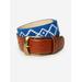 J.McLaughlin Men's Needlepoint Belt in Geo Diamond White/Blue, Size 36 | Cotton/Leather