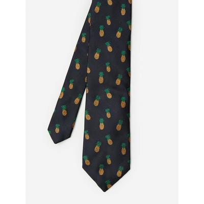 J.McLaughlin Men's Cotton Silk Tie in Pineapple Navy | Cotton/Silk