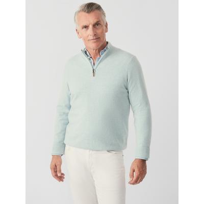 J.McLaughlin Men's Henry Cashmere 1/4 Zip Top Heather Aqua, Size Large