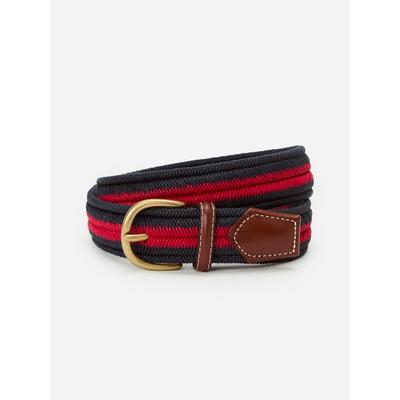 J.McLaughlin Men's Ray Belt in Stripe Navy/Red, Size 36 | Cotton