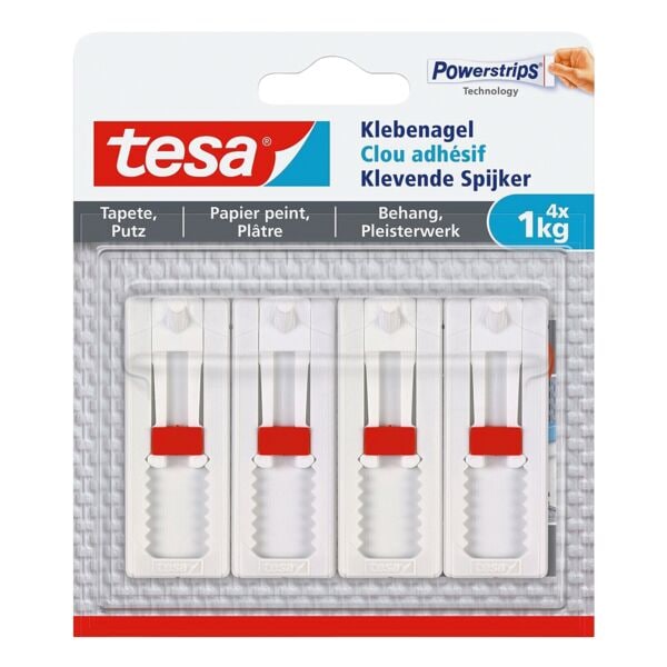 tesa 4er-Pack Klebenagel weiß weiß