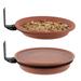 Pet Bird Food Basin Water Cup Bathtub Garden Outdoor Hanging Bird Feeder Bracket Bath Tray Set (2 Plates +2 Iron Rings+Screws)