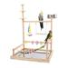 SIEYIO Bird Perch Stand Parrots Playstand with Stainless Steel Tray Feeding Cups Ladder Swing Plastic Chew Toy for Birds