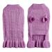 Turtleneck Warm Elegant Rope Pet Sweater Stretch Knit Ruffled Sweater Dress A XL