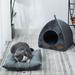 CUSSE Cat Houses for Indoor Cats Cats Cave Cats House for Outdoor Cats Bed Cave Cats House Outdoor House with Removable Mat Foldable Cats Bed Pet Beds Cosy Dark Gray L
