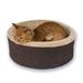 K&H Pet Products Thermo-Kitty Bed Heated Cat Bed for Indoor Cats Electric Warming Bed for Cats and Small Dogs Washable Thermal Plush Calming Round Pet Bed - Small 16 Mocha/Tan