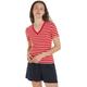 Tommy Hilfiger Damen T-Shirt Kurzarm New Slim Cody V-Neck V-Ausschnitt, Mehrfarbig (Breton Fierce Red/Ecru), XL