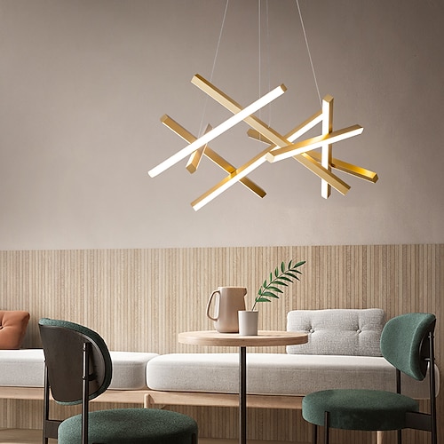led 32w sputnik kronleuchter dia56cm aluminiumrahmen schwarz lackierte oberflächen für wohnzimmer schlafzimmer kaffeebar pendelleuchte warmweiß/weißes licht Image