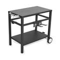 Outdoor Grill Cart Pizza Oven Stand Double-Shelf Outdoor Movable Dining Cart Table Outdoor with Wheels & Hooks Side Handle Stainless Steel Kitchen Work Table Cart for Bar Patio Camping(Black)